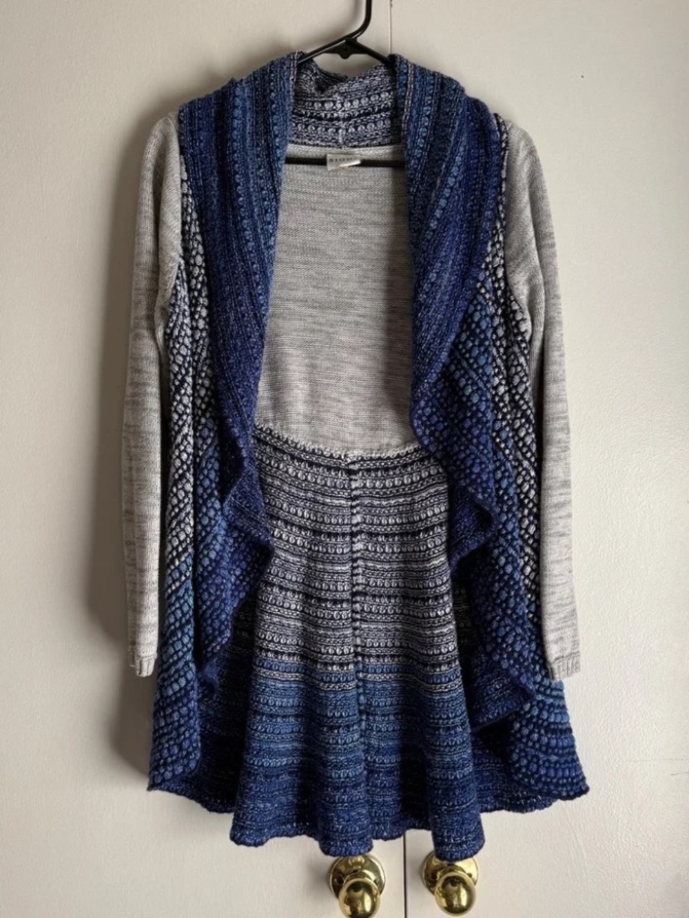 Sioni Studio Open Waterfall Front Circle Swing Blue Gray Cardigan Women’s Small